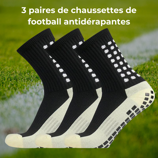 3 paires de chaussettes de football antidérapantes